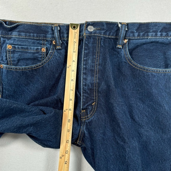 Levis 505 Straight Leg Jeans Mens Size 40X32 Dark Blue High Rise - Picture 10 of 13